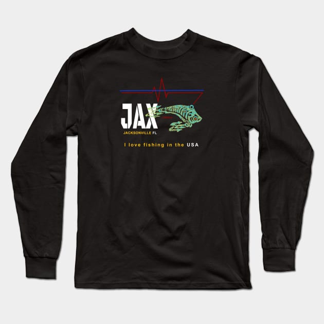 Jacksonville FL., JAX, I love fishing in the USA Long Sleeve T-Shirt by The Witness